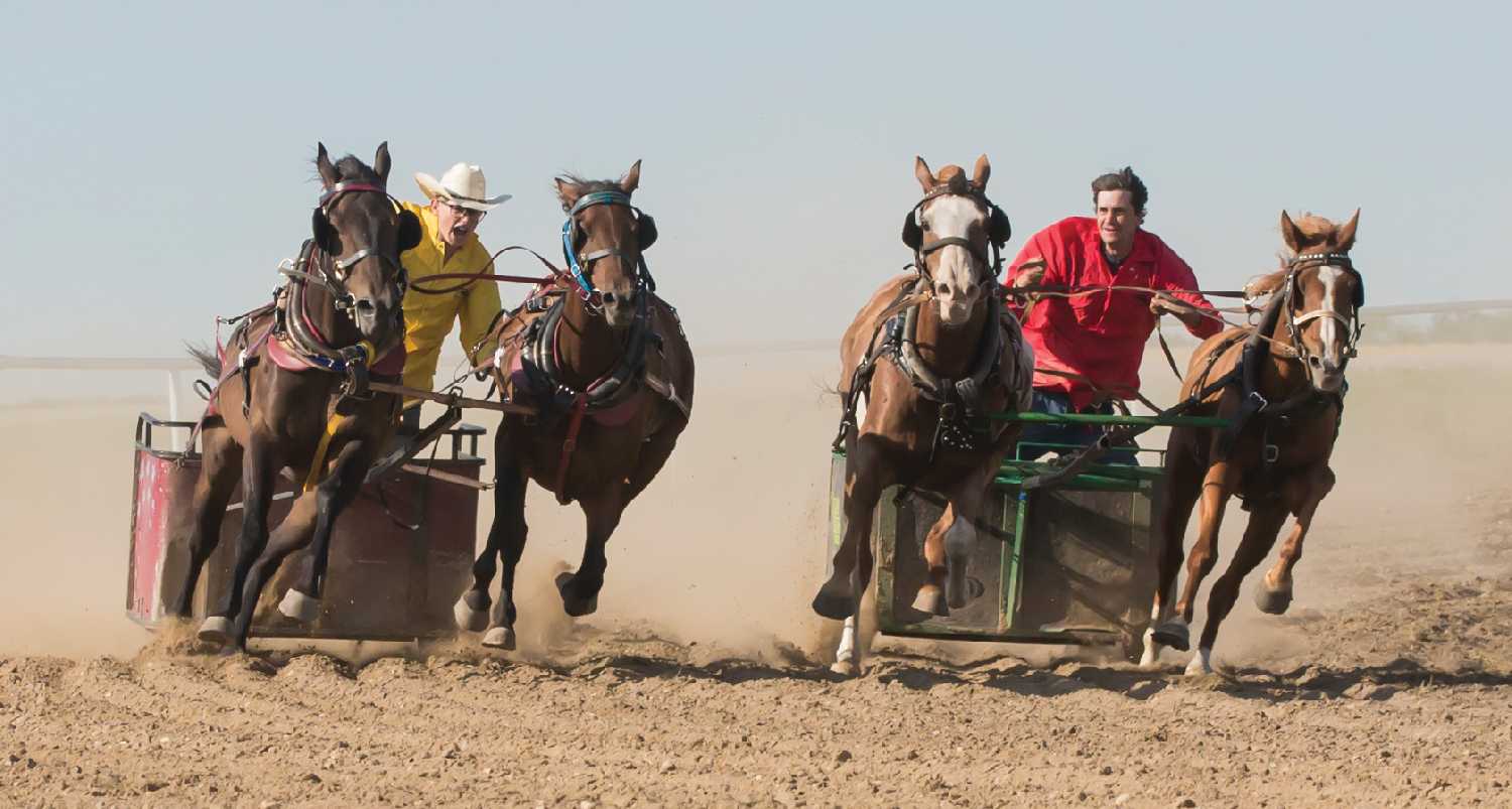 Competitors in the chariot races at Spy Hill Sports Days